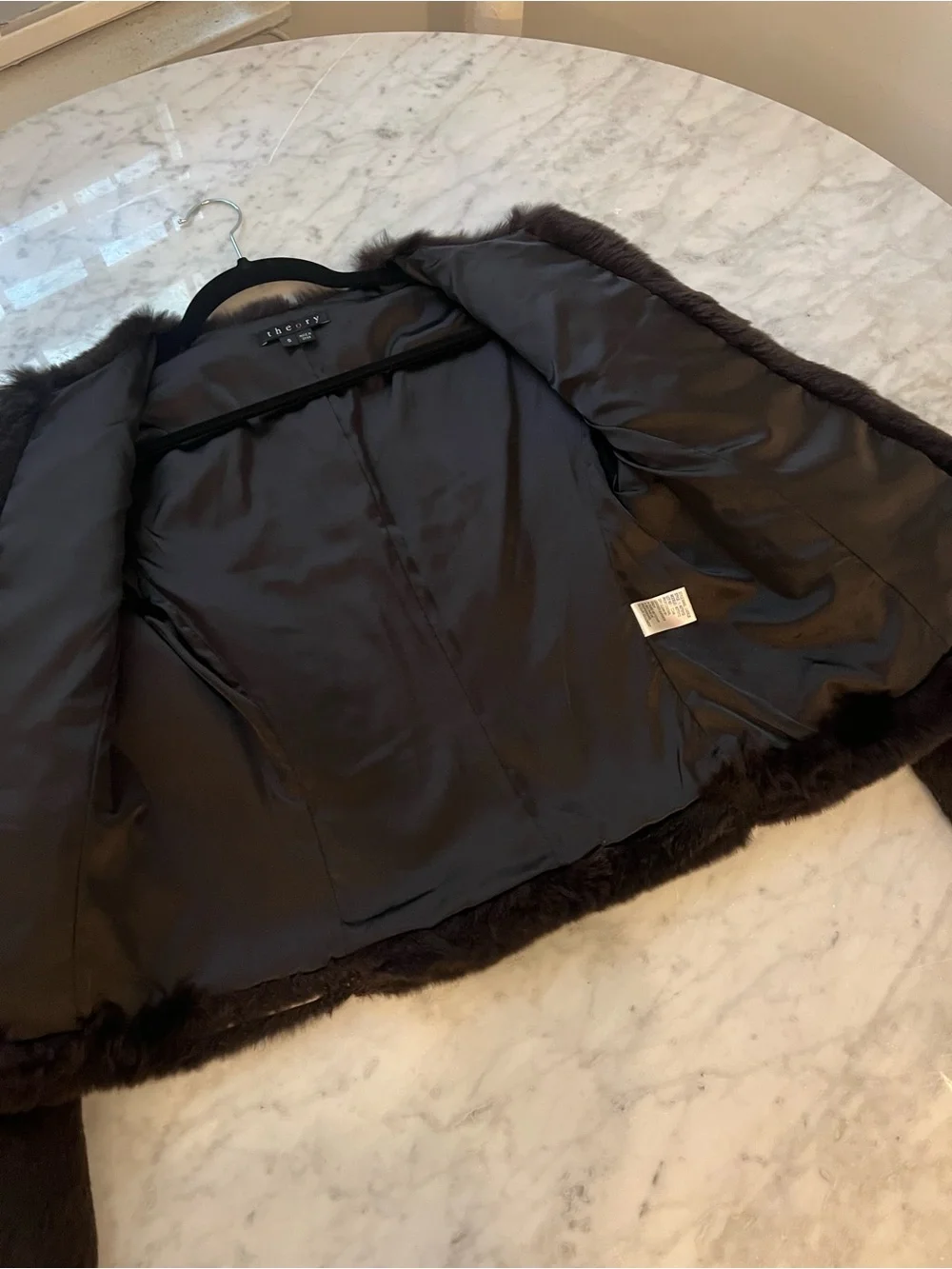 Theory chocolate genuine rabbit fur jacket - Picture 6 of 13